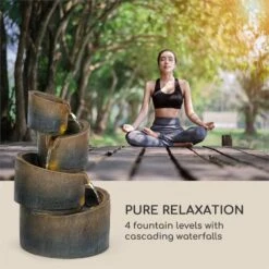 Mantua Kaskadenbrunnen Gartenbrunnen 4 Stufen Akku 2,8W Solar LED -Einrichtungsgeschäft 10034730 yy 0004 logo Blumfeldt Mantua Kaskadenbrunnen