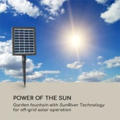 Messina Kaskadenbrunnen Solarbrunnen Gartenbrunnen Akku Solarpanel LED -Einrichtungsgeschäft 10034734 yy 0002 logo Blumfeldt Messina Kaskadenbrunnen