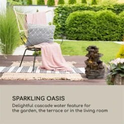 Messina Kaskadenbrunnen Solarbrunnen Gartenbrunnen Akku Solarpanel LED -Einrichtungsgeschäft 10034734 yy 0003 logo Blumfeldt Messina Kaskadenbrunnen