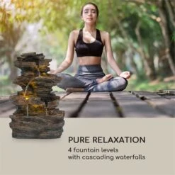 Messina Kaskadenbrunnen Solarbrunnen Gartenbrunnen Akku Solarpanel LED -Einrichtungsgeschäft 10034734 yy 0004 logo Blumfeldt Messina Kaskadenbrunnen