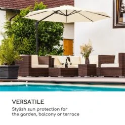 Belo Horizonte Sonnenschirm Sonnenschutz Ø 292cm Polyester Wasserabweisend Inkl. Standbasis Creme -Einrichtungsgeschäft 10034743 yy 0005 logo blumfeldt Belo Horizonte Sonnenschirm creme