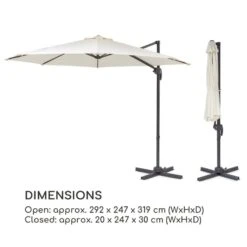 Belo Horizonte Sonnenschirm Sonnenschutz Ø 292cm Polyester Wasserabweisend Inkl. Standbasis Creme -Einrichtungsgeschäft 10034743 yy 0010 logo blumfeldt Belo Horizonte Sonnenschirm creme