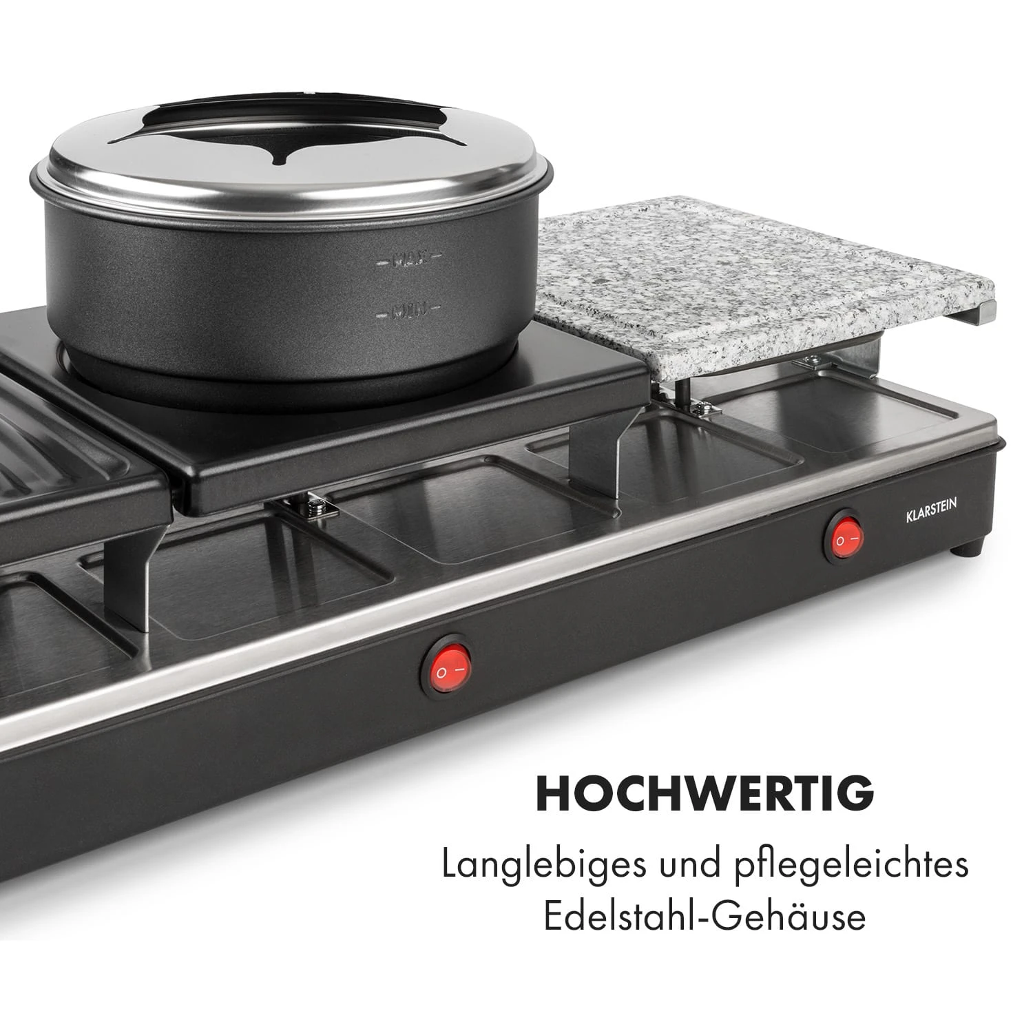 Fonduelette XL 3-in-1 Raclettegrill Fondue Naturstein 1650W 12 Pers 7 Fonduelette XL 3-in-1 Raclettegrill Fondue Naturstein 1650W 12 Pers – Bild 7