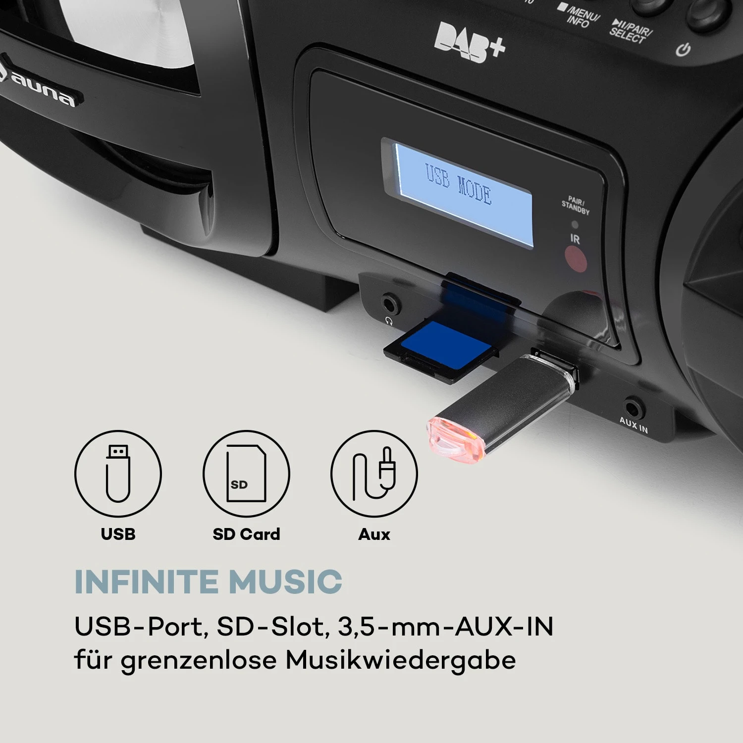 Soundblaster DAB Boombox Bluetooth CD/MP3/USB/AUX DAB+/UKW LED 50Wmax. 3 Soundblaster DAB Boombox Bluetooth CD/MP3/USB/AUX DAB+/UKW LED 50Wmax. – Bild 3