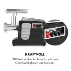 Kraftprotz Elektrischer Fleischwolf 700 W Kupfermotor Hack Wurst Kebbe Edelstahl -Einrichtungsgeschäft 10035233 de 0005 logo