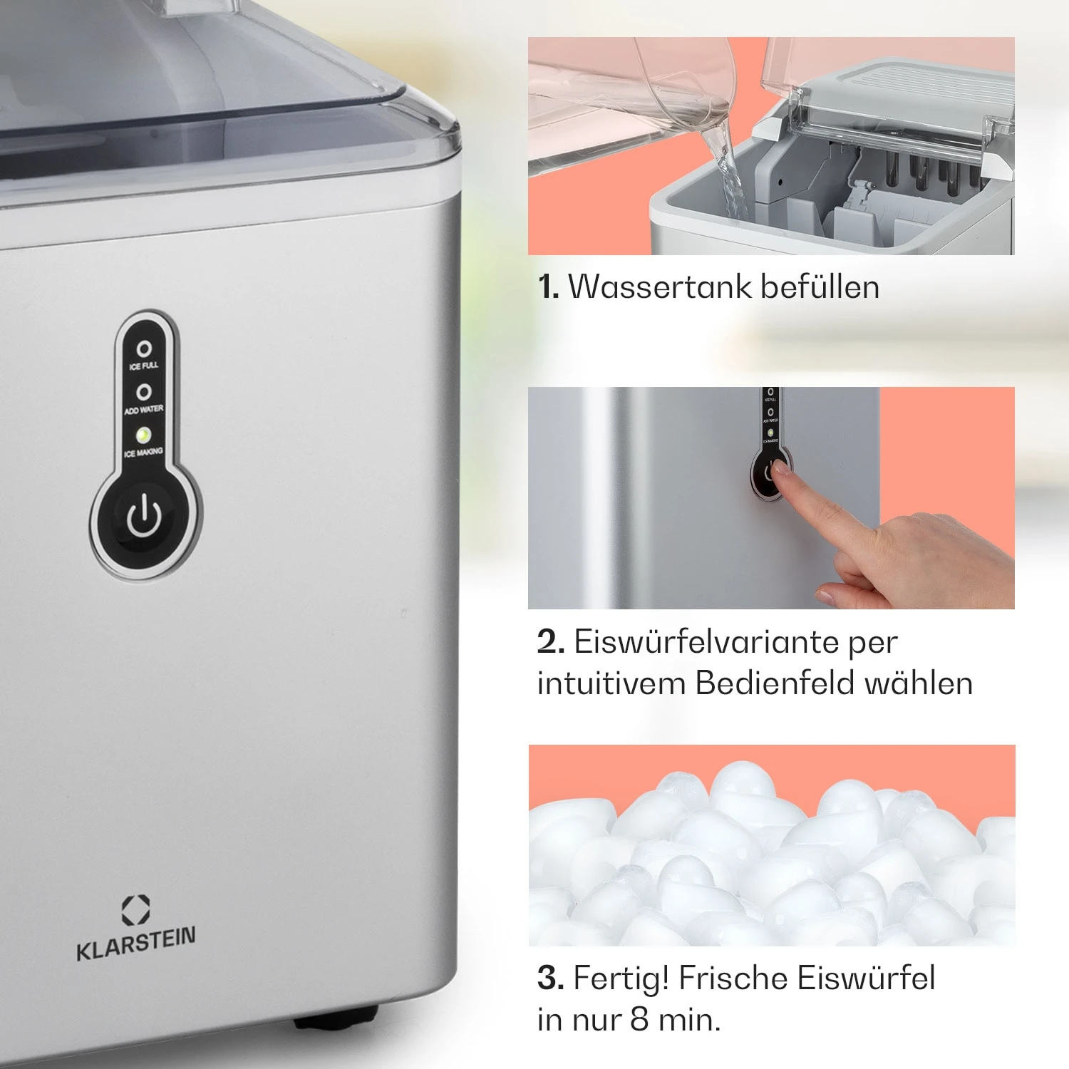 Chillout Eiswürfelmaschine Bulleteis 12kg/24h Wassertank: 1,5 L 4 Chillout Eiswürfelmaschine Bulleteis 12kg/24h Wassertank: 1,5 L – Bild 4