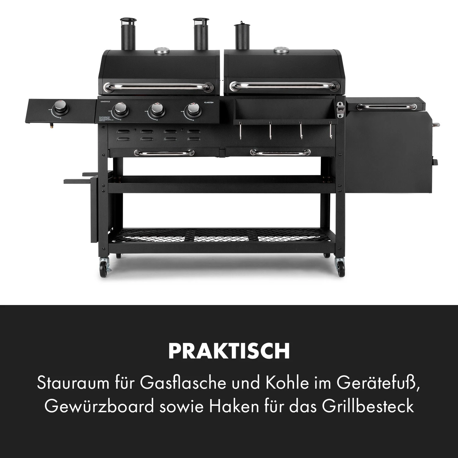 Kingsville Smoker Kombigrill Gas Kohle Smoker 13,5kW 3+1 Brenner 6 Kingsville Smoker Kombigrill Gas Kohle Smoker 13,5kW 3+1 Brenner – Bild 6