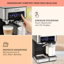 Arabica Comfort Espressomaschine 1350W 20 Bar 1,8l Touch-Bedienfeld -Einrichtungsgeschäft 10035655 de 0003 usp