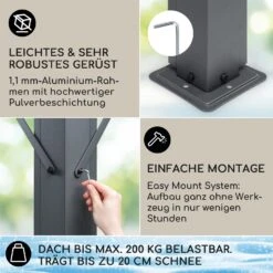 Pantheon Cortina Solid Sky Pergola Vordach 3x3m Polycarbonat -Einrichtungsgeschäft 10035872 de 0003 usp