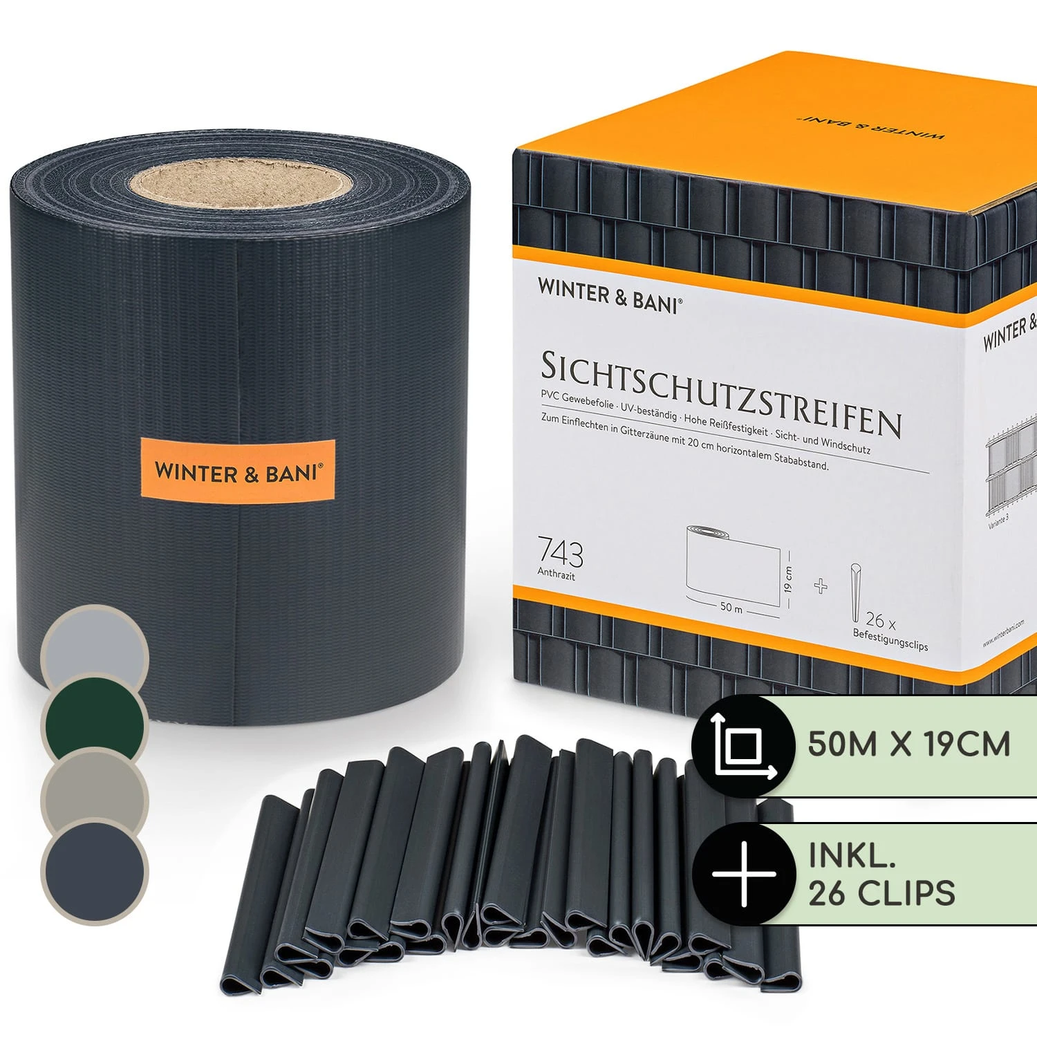 Sichtschutzstreifen Gartenzaun PVC 450 G/m² 50x19cm Clips 1 Sichtschutzstreifen Gartenzaun PVC 450 G/m² 50x19cm Clips