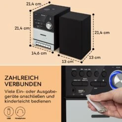 MC-40 DAB Stereoanlage UKW/DAB+ Bluetooth CD Kassette USB Fernbedienung -Einrichtungsgeschäft 10038001 de 0007 usp