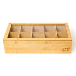 Teebox 10 Fächer 150 Teebeutel Kunststoff-Sichtfenster Bambus -Einrichtungsgeschäft 10038029 yy 0003 logo