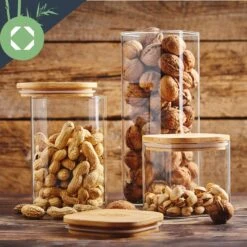 Eckiges Glas Mit Bambusdeckel Luftdicht Mit Silikonring 10x16x10 Cm 1200 Ml -Einrichtungsgeschäft 10038103 yy 0004 logo