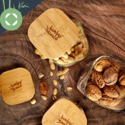 Eckiges Glas Mit Bambusdeckel Luftdicht Mit Silikonring 10x16x10 Cm 1200 Ml -Einrichtungsgeschäft 10038103 yy 0005 logo