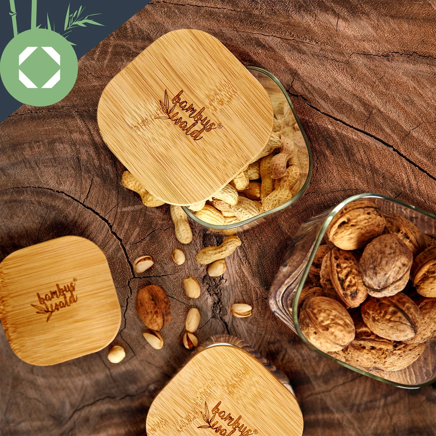 Eckiges Glas Mit Bambusdeckel Luftdicht Silikonring 6 X 15 Cm 300 Ml 5 Eckiges Glas Mit Bambusdeckel Luftdicht Silikonring 6 X 15 Cm 300 Ml – Bild 5