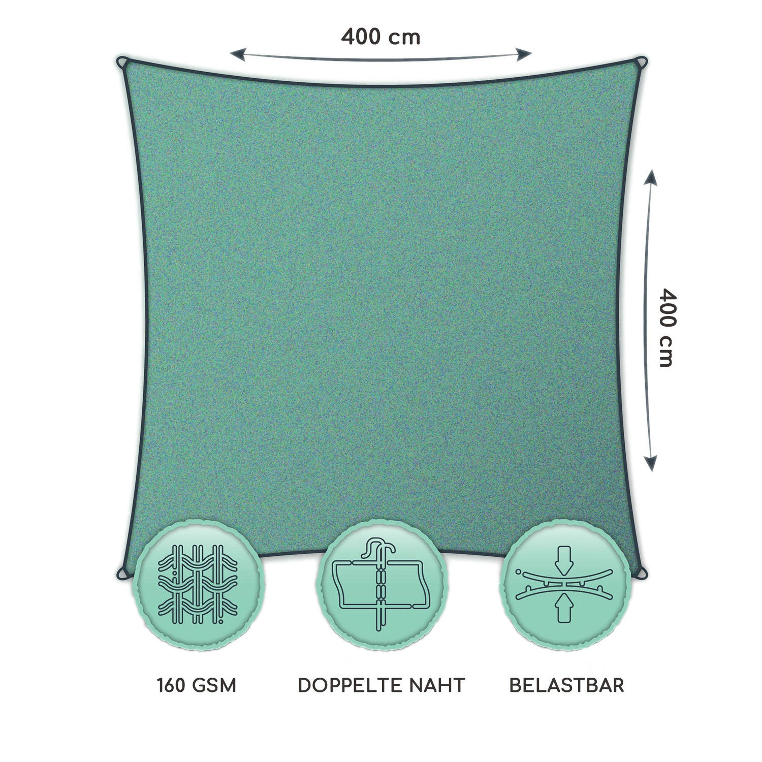 Rechteckiges Sonnensegel 4x4 M Polyester Luftdurchlässig 6 Rechteckiges Sonnensegel 4x4 M Polyester Luftdurchlässig – Bild 6