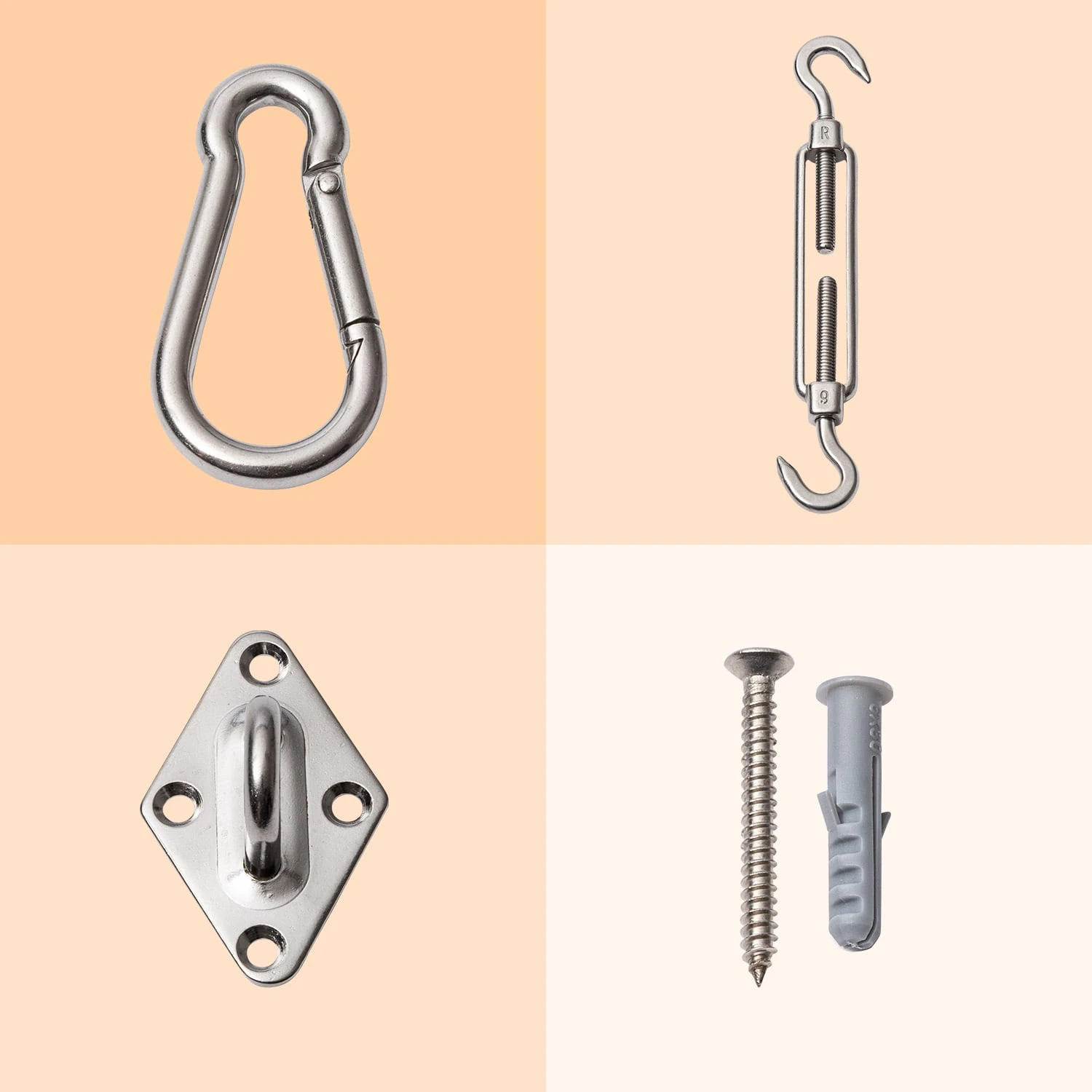 Befestigungskit Für Sonnensegel Rostfreier Edelstahl 24-teilig 2 Befestigungskit Für Sonnensegel Rostfreier Edelstahl 24-teilig – Bild 2