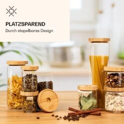 Stapelglas Mit Bambusdeckel 1700 Ml Stapelbar Luftdicht -Einrichtungsgeschäft 10038240 de 0003 logo