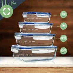 Rechteckige Glasbox 1520 Ml, 1040 Ml, 640 Ml, 370 Ml Mit Deckel 4er-Set -Einrichtungsgeschäft 10038296 yy 0008 logo