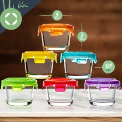 Babygläser 6er-Set Bunte Deckel Luftdichter Verschluss Geschmacksecht -Einrichtungsgeschäft 10038298 yy 0008 logo