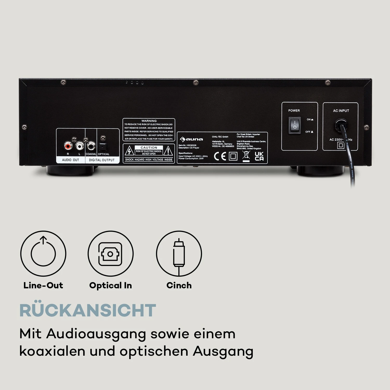 CD-1000 DG CD-Player USB MP3 Fernbedienung LED-Display Aluminium 6 CD-1000 DG CD-Player USB MP3 Fernbedienung LED-Display Aluminium – Bild 6