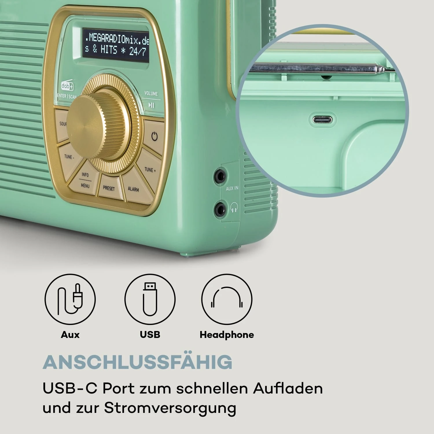 Buddy Digitalradio DAB/DAB+/UKW Bluetooth 5.0 AUX 1Ah-Akku Mobil Retro 4 Buddy Digitalradio DAB/DAB+/UKW Bluetooth 5.0 AUX 1Ah-Akku Mobil Retro – Bild 4