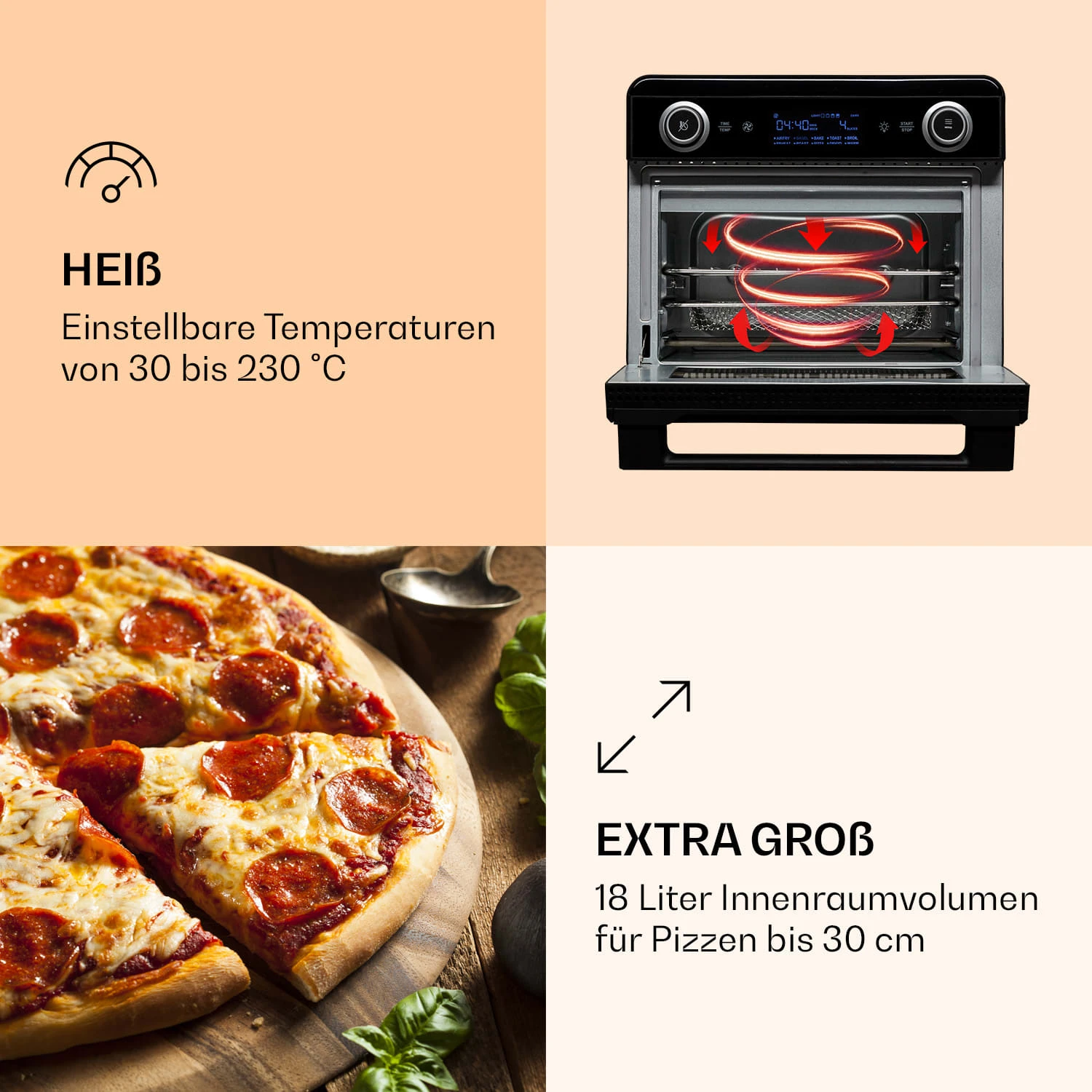 AeroVital Jumbo 3-in-1 Heißluftfritteuse Toaster Dörrautomat 1550 W 18 Liter 4 AeroVital Jumbo 3-in-1 Heißluftfritteuse Toaster Dörrautomat 1550 W 18 Liter – Bild 4