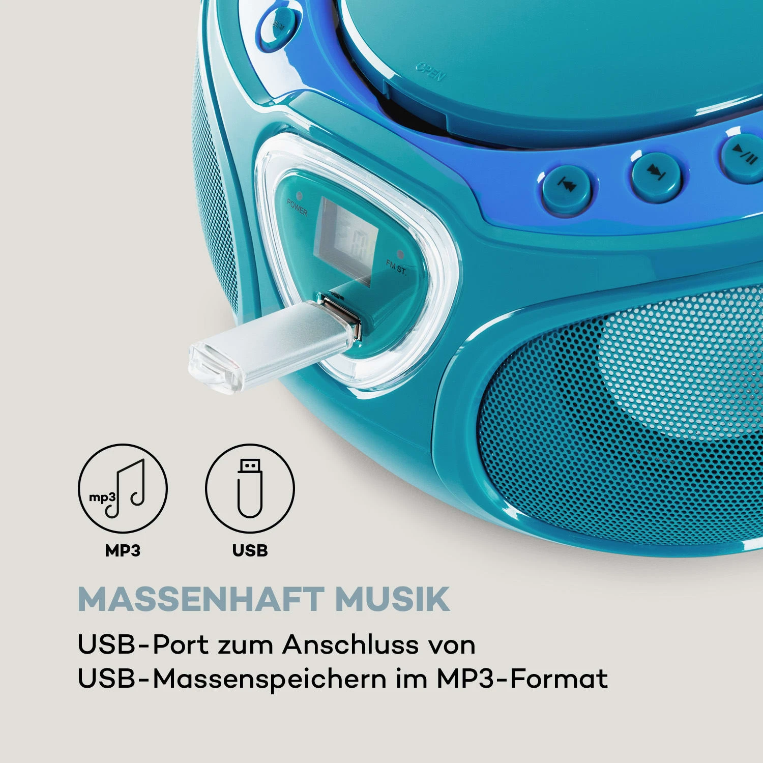 Roadie CD Boombox UKW-Radio Lichtshow CD-Player Bluetooth 5.0 6 Roadie CD Boombox UKW-Radio Lichtshow CD-Player Bluetooth 5.0 – Bild 6