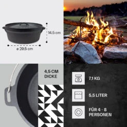 Galloway Dutch Oven 6.0 BBQ-Topf Gusseisen Voreingebrannt Größe M / 6 Qt -Einrichtungsgeschäft 10038581 de 0004 usp