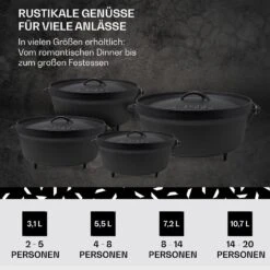 Galloway Dutch Oven 6.0 BBQ-Topf Gusseisen Standfüße Größe M / 6 Qt -Einrichtungsgeschäft 10038585 de 0006 usp
