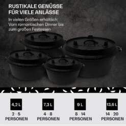 Guernsey Premium Dutch Oven 12.0 BBQ-Topf Gusseisen Voreingebrannt Größe XL / 12 Qt -Einrichtungsgeschäft 10038640 de 0006 usp