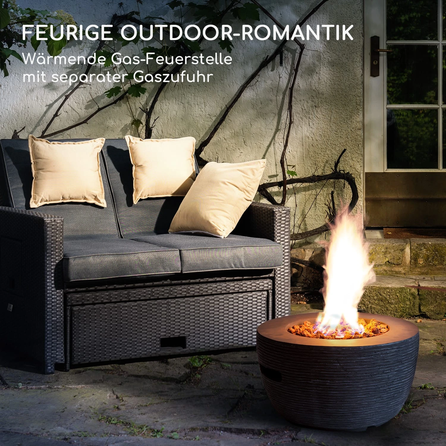 Vitina Gas-Feuerstelle 40.000BTU/13kW Abdeckung Edelstahlbrenner 2 Vitina Gas-Feuerstelle 40.000BTU/13kW Abdeckung Edelstahlbrenner – Bild 2