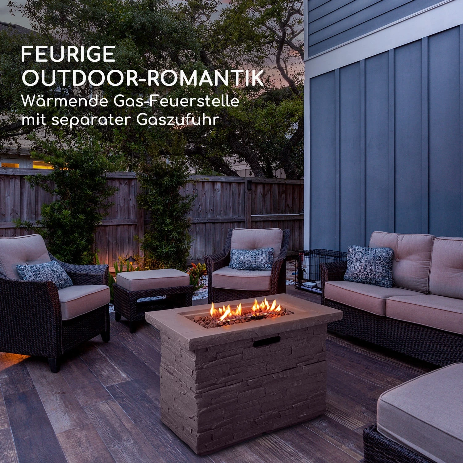 Anafi Gas-Feuerstelle 40.000BTU/13kW Abdeckung Edelstahlbrenner 2 Anafi Gas-Feuerstelle 40.000BTU/13kW Abdeckung Edelstahlbrenner – Bild 2