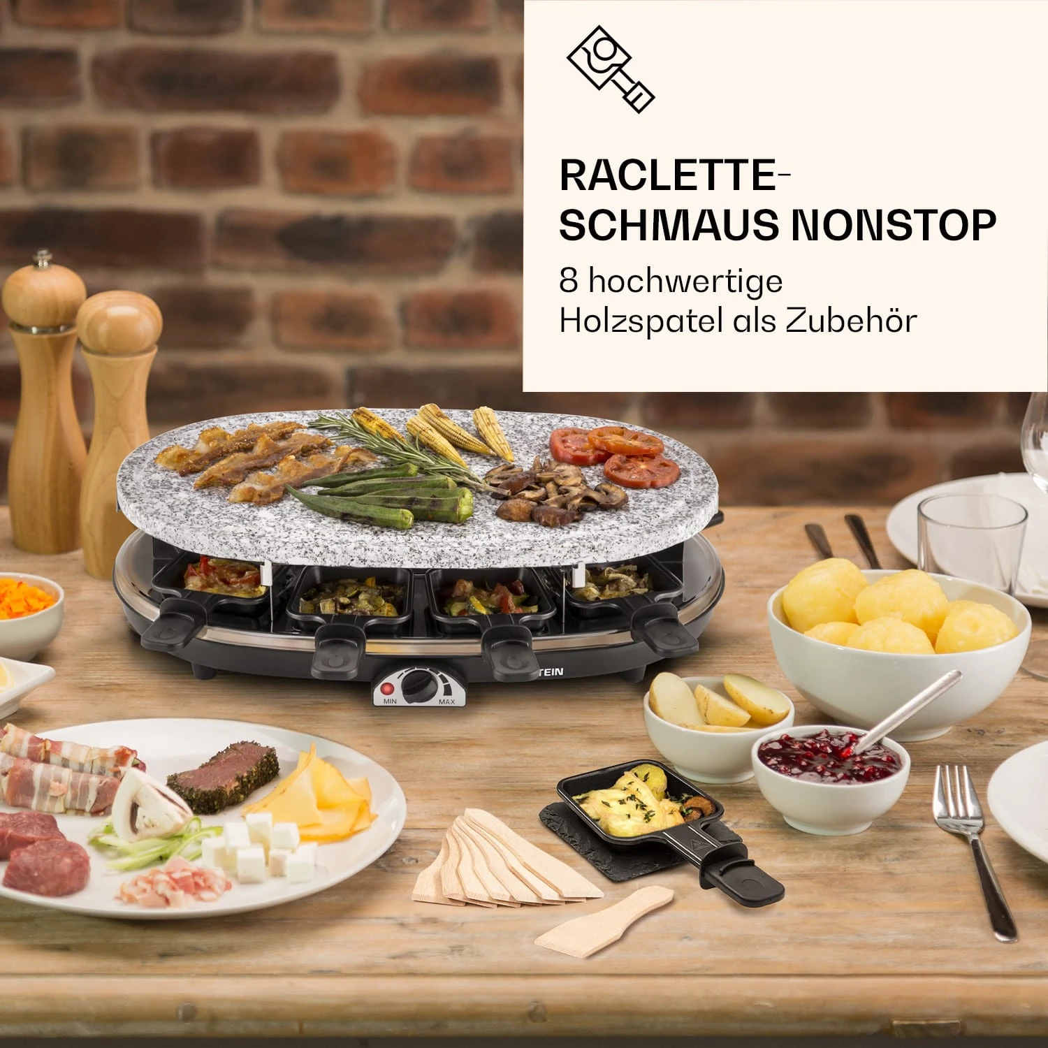 Raclette Spatulas Holzspatel Pfannenwender Zubehör 8 Stück Für Raclette-Pfännchen 2 Raclette Spatulas Holzspatel Pfannenwender Zubehör 8 Stück Für Raclette-Pfännchen – Bild 2