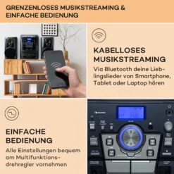 Franklin Stereoanlage Plattenspieler 3-fach-CD-Player BT Kassetten AUX USB-Port -Einrichtungsgeschäft 10040149 de 0004 usp