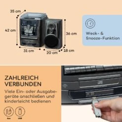 Franklin Stereoanlage Plattenspieler 3-fach-CD-Player BT Kassetten AUX USB-Port -Einrichtungsgeschäft 10040149 de 0007 usp