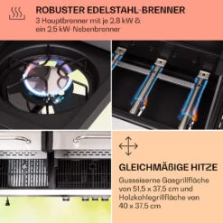 Kingsville 3.1 Kombigrill Gas + Kohle 10,9 KW 3+1 Brenner 12 Kingsville 3.1 Kombigrill Gas + Kohle 10,9 KW 3+1 Brenner -Einrichtungsgeschäft 10040270 de 0005 usp