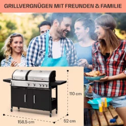 Kingsville 4.1 Kombigrill Gas + Kohle 13,7 KW 4+1 Brenner -Einrichtungsgeschäft 10040271 de 0007 usp