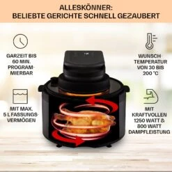 Vendure Heißluftfritteuse Mit Dampffunktion 1250W 5 Liter 6 Programme -Einrichtungsgeschäft 10040278 de 0003 usp
