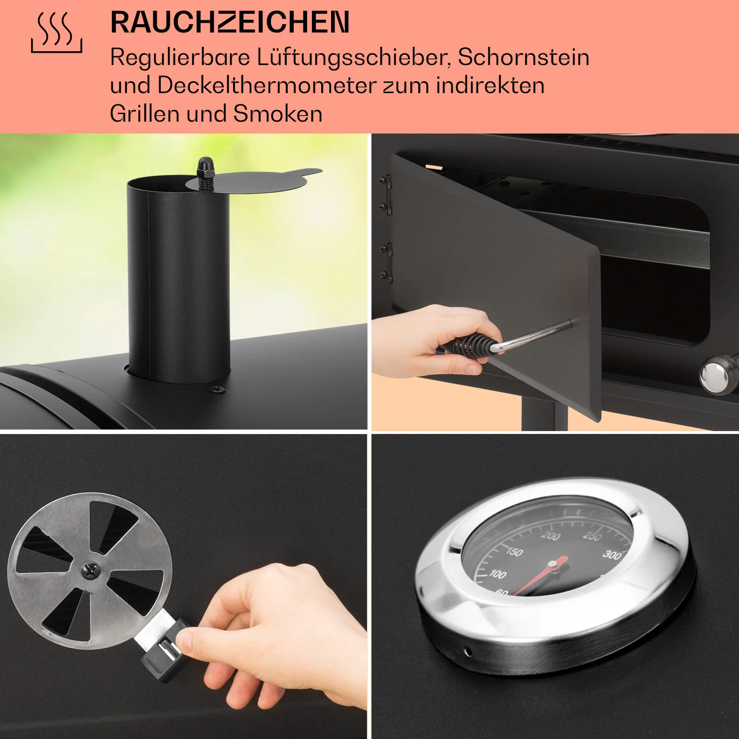 Aberdeen Kombi-Grill Gas Kohle Smoker Thermometer 2 Seitentische Mobil 5 Aberdeen Kombi-Grill Gas Kohle Smoker Thermometer 2 Seitentische Mobil – Bild 5