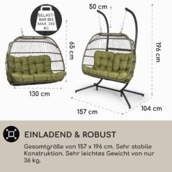 Biarritz Double Hängesessel Zweier PE Aluminium Polyrattan 260 Kg -Einrichtungsgeschäft 10040298 de 0004 usp