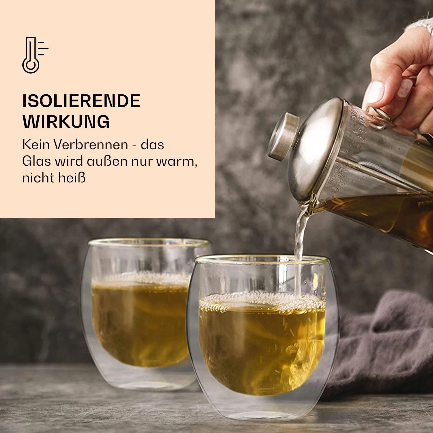 DUOS Jumbo Doppelwandiges Glas 410 Ml Thermofunktion Inkl. Edelstahl-Löffel 2 DUOS Jumbo Doppelwandiges Glas 410 Ml Thermofunktion Inkl. Edelstahl-Löffel – Bild 2
