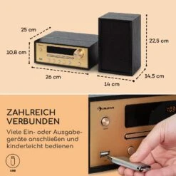 Berklee HiFi Stereo System BT Stereo-Lautsprecher UKW MP3 USB Line-In -Einrichtungsgeschäft 10040457 de 0006 usp