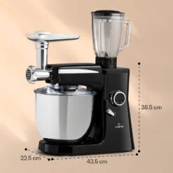 Renata Rossa Küchenmaschine 3-in-1 2000W 2,7PS 5Ltr Edelstahl BPA-frei -Einrichtungsgeschäft 10040500 yy 0008 dimensions