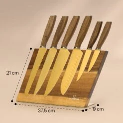 Kazuno Messerset 7 Teile Magnetischer Block PVD Titanium-Beschichtung -Einrichtungsgeschäft 10040726 yy 0011 dimensions