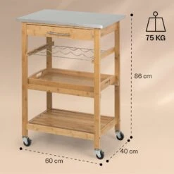 Vermont Servierwagen Küchenwagen 5 Etagen Holz Edelstahl Mobil -Einrichtungsgeschäft 10041119 yy 0007 dimensions
