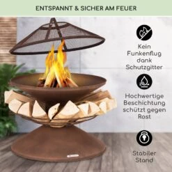 Aguilera Feuerschale Mit Grill Ø 65 Cm Holzlager Stahl -Einrichtungsgeschäft 10041127 de 0003 usp