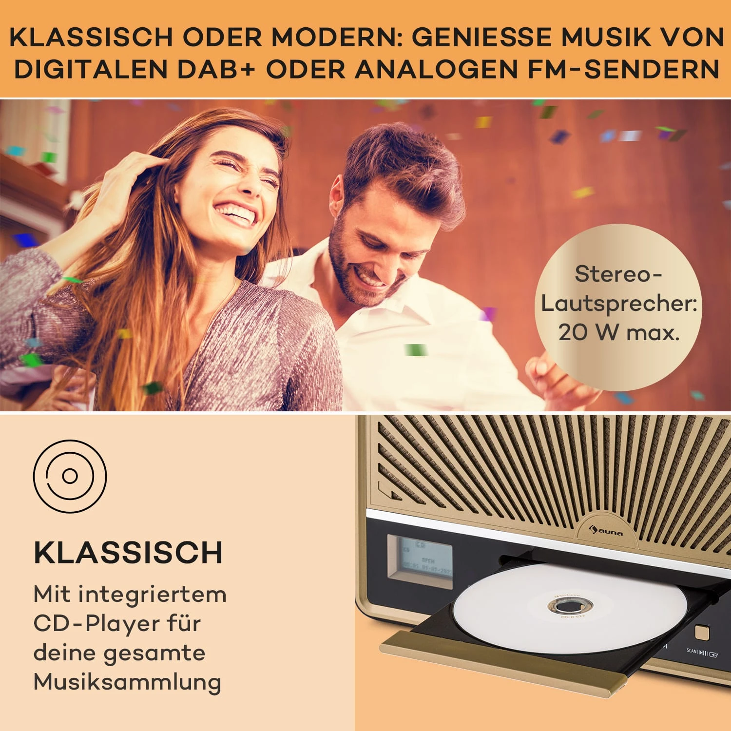 Glastonbury DAB CD-Radio Stereo-Lautsprecher BT DAB/UWK USB Line-In 3 Glastonbury DAB CD-Radio Stereo-Lautsprecher BT DAB/UWK USB Line-In – Bild 3