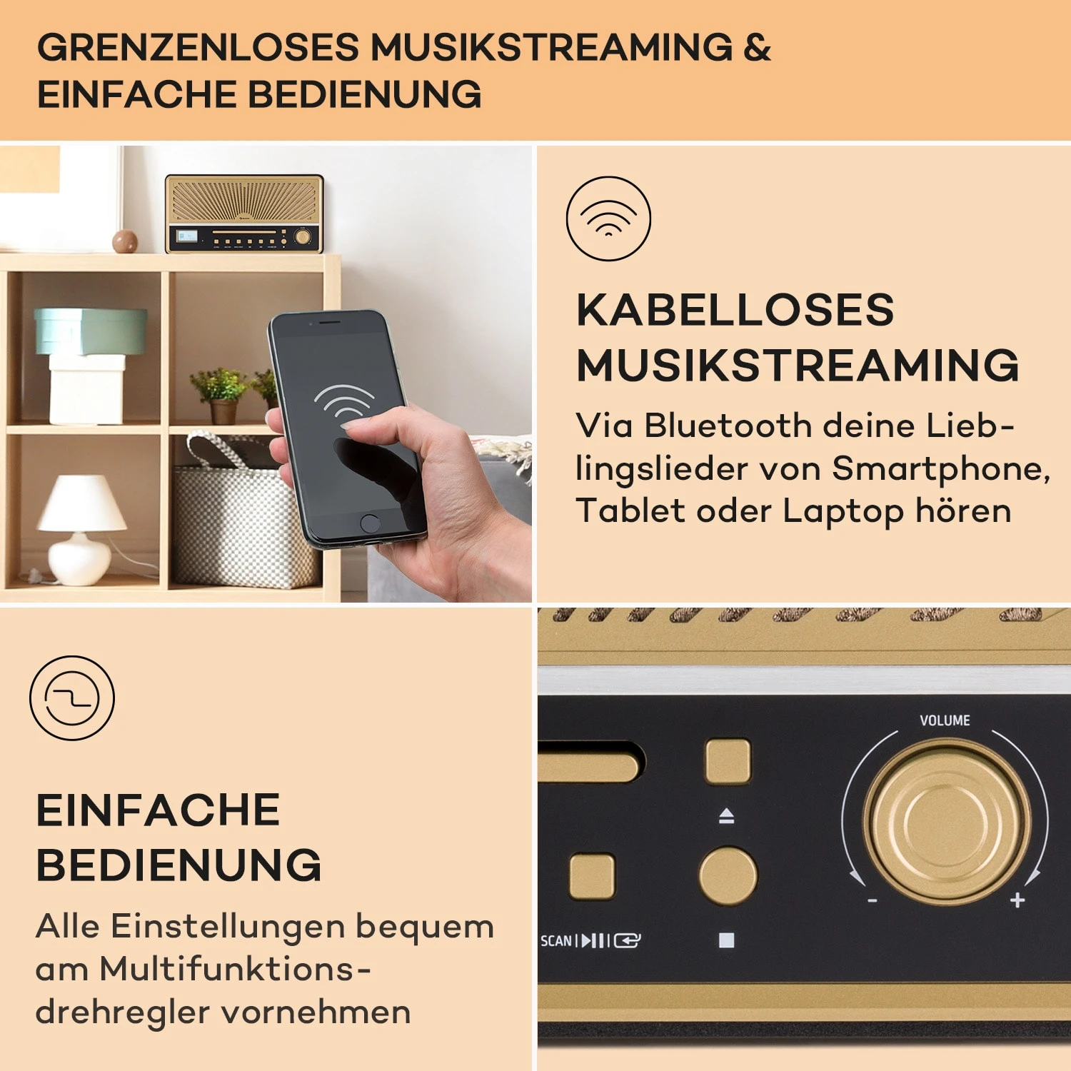 Glastonbury DAB CD-Radio Stereo-Lautsprecher BT DAB/UWK USB Line-In 4 Glastonbury DAB CD-Radio Stereo-Lautsprecher BT DAB/UWK USB Line-In – Bild 4