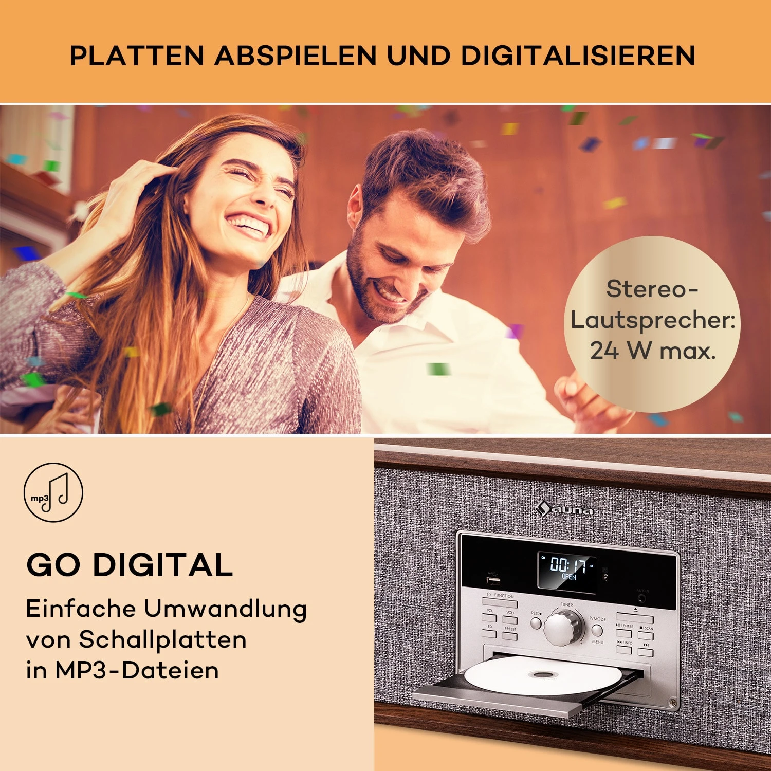 Bella Ann Stereoanlage Plattenspieler Radio DAB+/UKW USB Bluetooth 3 Bella Ann Stereoanlage Plattenspieler Radio DAB+/UKW USB Bluetooth – Bild 3